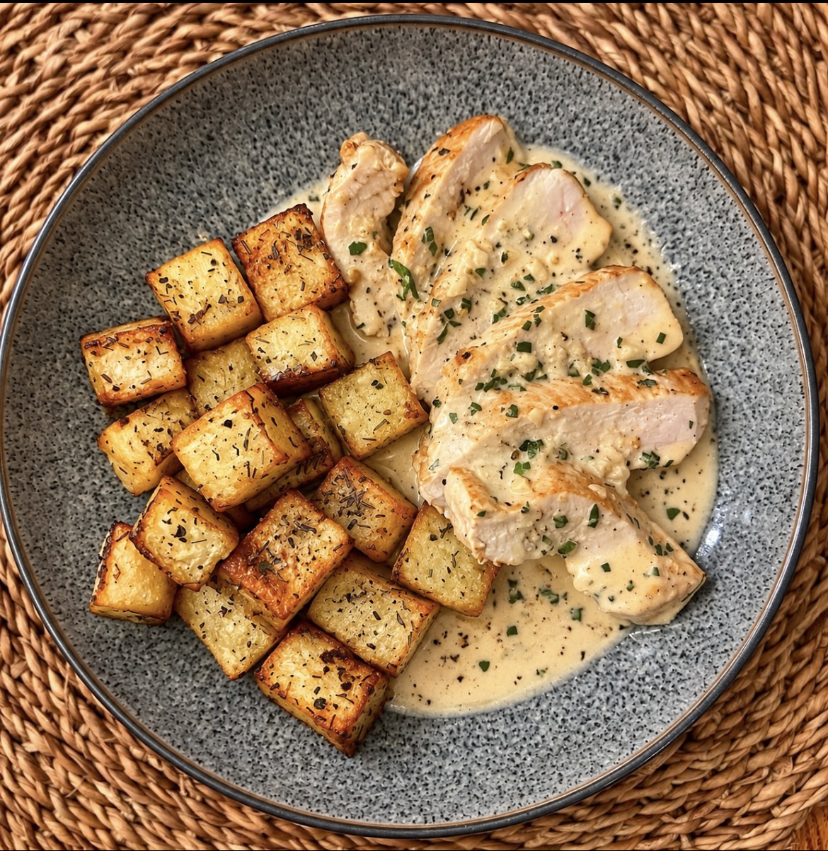 Creamy Tarragon Chicken with Crispy Herb Potatoes